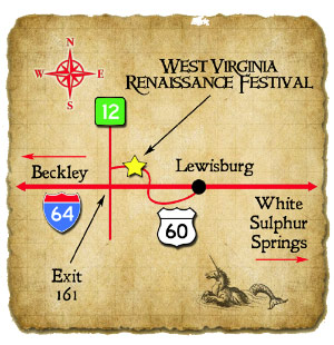 Map to the West Virginia Renaissance FEstival